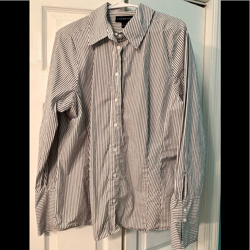 Lane Bryant Striped Button Down Top sz 18/20 NWOT